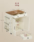 VASAGLE Mobile Kitchen Island, Portable Island with Spice Rack, Mobile Cart with Storage Cabinet – Rustic White, Honey Brown