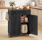 VASAGLE Wooden Mobile Kitchen Island Cart with Storage – Charcoal Gray, Honey Brown
