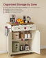 VASAGLE Mobile Kitchen Island – Rustic White, Honey Brown – 15.8"D x 30.9"W x 35.1"H