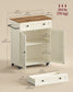 VASAGLE Mobile Kitchen Island – Rustic White, Honey Brown – 15.8"D x 30.9"W x 35.1"H