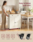 VASAGLE Mobile Kitchen Island – Rustic White, Honey Brown – 15.8"D x 30.9"W x 35.1"H