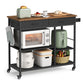 VASAGLE Kitchen Rolling Island – Rustic Brown and Ink Black