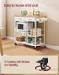 VASAGLE Kitchen Rolling Island, Mobile Kitchen Cart with Storage On Wheels – Oak Beige, Matte White – 17.7"D x 38.8"W x 35.4"H