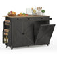 VASAGLE Mobile Kitchen Island with Trash Can Storage, Drop Leaf, Portable Island with Spice Rack | UKKI014BJ01S