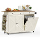 VASAGLE Mobile Kitchen Island with Trash Can Storage, Drop Leaf, Portable Island with Spice Rack | UKKI014WJ01S