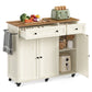 VASAGLE Mobile Kitchen Island – Cloud White, Warm Earth Brown