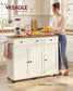 VASAGLE Mobile Kitchen Island – Cloud White, Warm Earth Brown