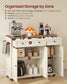 VASAGLE Mobile Kitchen Island – Cloud White, Warm Earth Brown
