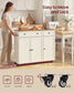 VASAGLE Mobile Kitchen Island – Cloud White, Warm Earth Brown