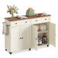 VASAGLE Mobile Kitchen Island – Rustic White, Honey Brown – 15.8"D x 53.7"W x 35.1"H