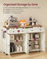 VASAGLE Mobile Kitchen Island – Rustic White, Honey Brown – 15.8"D x 53.7"W x 35.1"H