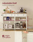 VASAGLE Mobile Kitchen Island – Rustic White, Honey Brown – 15.8"D x 53.7"W x 35.1"H