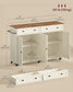 VASAGLE Mobile Kitchen Island – Rustic White, Honey Brown – 15.8"D x 53.7"W x 35.1"H