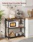 VASAGLE Metal Kitchen Island with Power Outlet and Hooks – Rustic Brown, Black