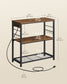 VASAGLE Metal Kitchen Island with Power Outlet and Hooks – Rustic Brown, Black