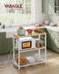 VASAGLE Metal Kitchen Island with Power Outlet and Hooks – Golden Oak, White