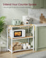 VASAGLE Metal Kitchen Island with Power Outlet and Hooks – Golden Oak, White