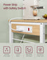 VASAGLE Metal Kitchen Island with Power Outlet and Hooks – Golden Oak, White