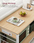 VASAGLE Metal Kitchen Island with Power Outlet and Hooks – Golden Oak, White