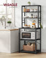 VASAGLE 6-Tier Kitchen Baker’S Rack, Microwave Stand, 6 Hooks, 15.8"X23.6"X65.8" – Charcoal Gray, Matte Black