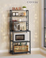 VASAGLE 6-Tier Kitchen Baker’S Rack, Microwave Stand, 6 Hooks, 15.8"X23.6"X65.8" – Charcoal Gray, Matte Black