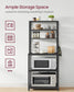VASAGLE 6-Tier Kitchen Baker’S Rack, Microwave Stand, 6 Hooks, 15.8"X23.6"X65.8" – Charcoal Gray, Matte Black
