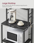 VASAGLE 6-Tier Kitchen Baker’S Rack, Microwave Stand, 6 Hooks, 15.8"X23.6"X65.8" – Charcoal Gray, Matte Black