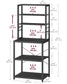 VASAGLE 6-Tier Kitchen Baker’S Rack, Microwave Stand, 6 Hooks, 15.8"X23.6"X65.8" – Charcoal Gray, Matte Black