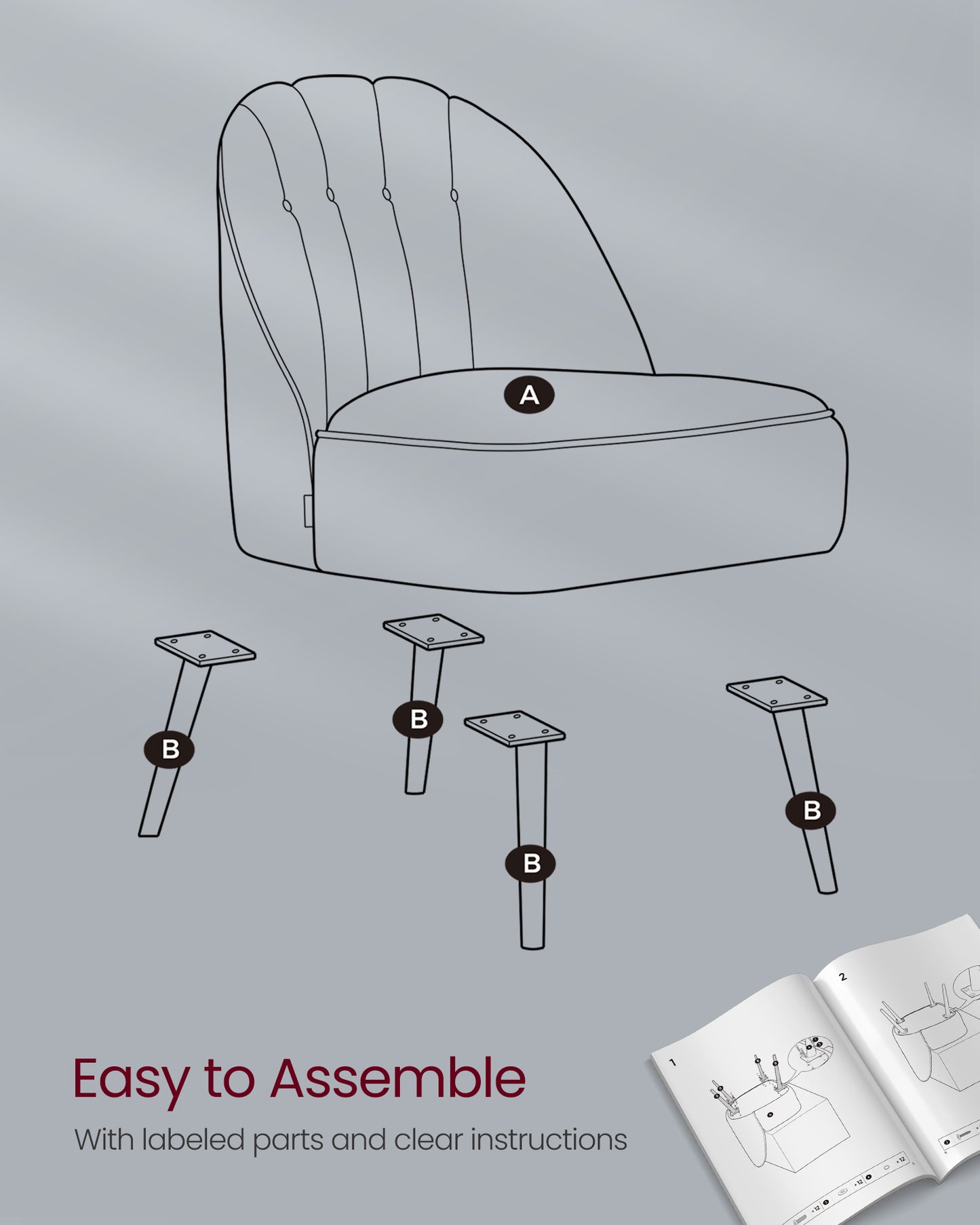 VASAGLE Accent Chair, Velvet Vanity Chair with Metal Legs, Shell-Shaped Back, Wide Seat | ULAC017Q01