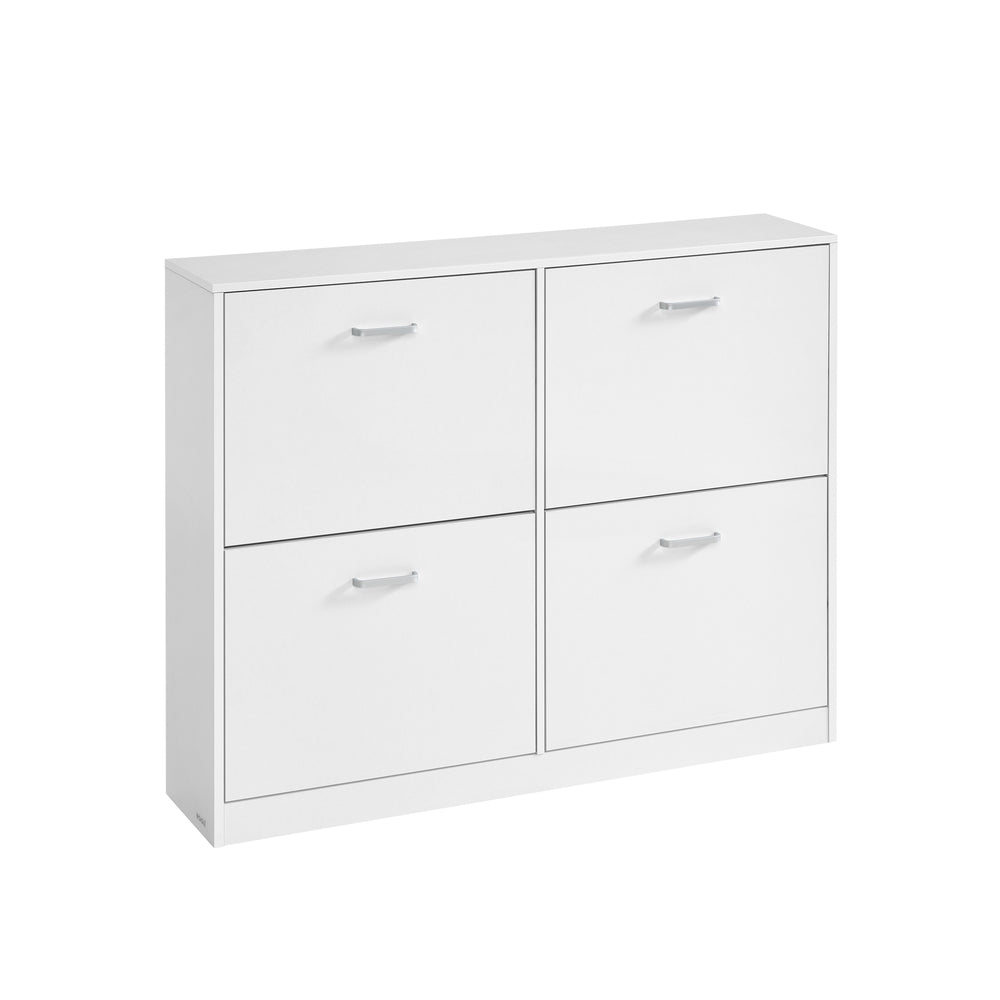 VASAGLE Shoe Cabinet with 4 Flip Doors – Snow White