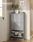 VASAGLE Shoe Cabinet, 3 Flip Drawers, 9.4 X 23.6 X 47.7 Inches, Dove Gray