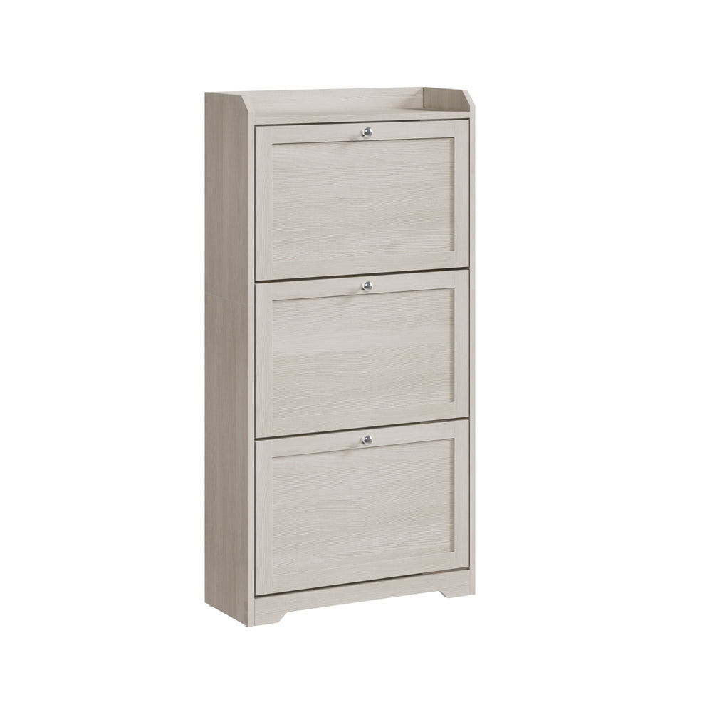 VASAGLE Shoe Cabinet with 3 Flip Drawers, Shoe Organizer – Oatmeal Beige