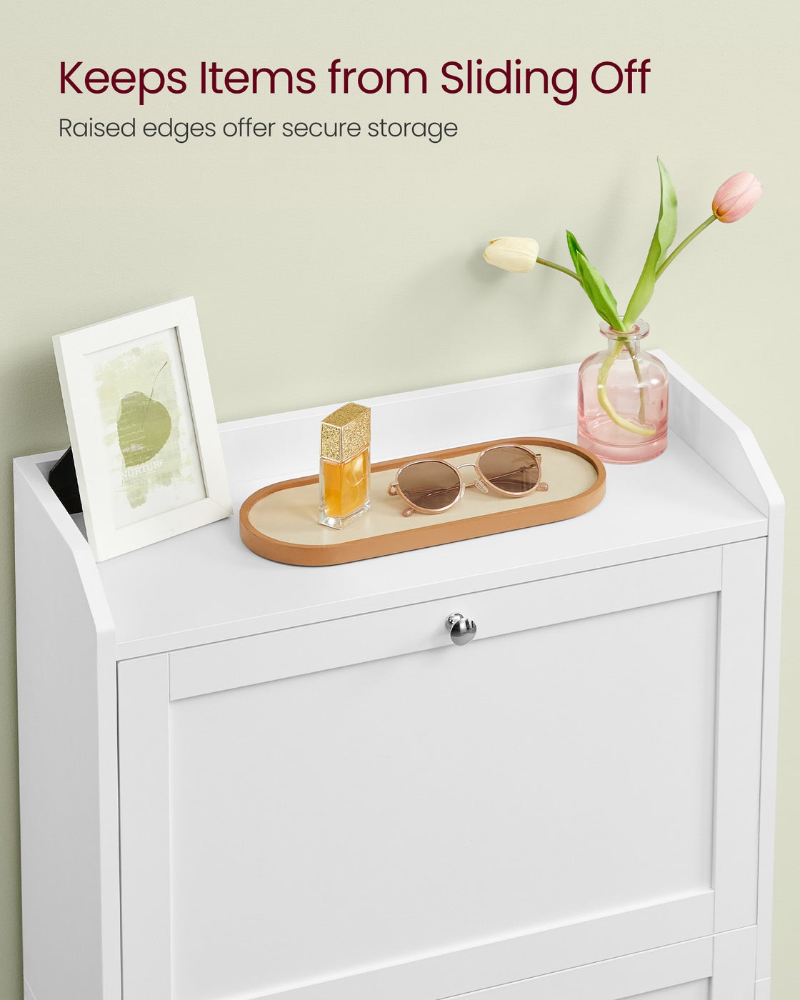 VASAGLE Shoe Cabinet with 3 Flip Drawers, Shoe Organizer – Cloud White