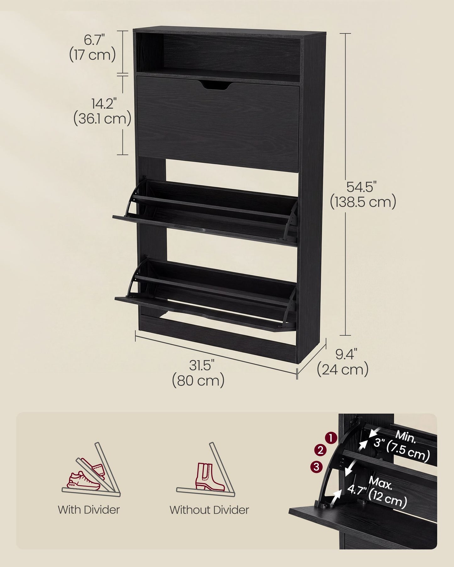 VASAGLE Custos Shoe Cabinet | ULBC043BC01