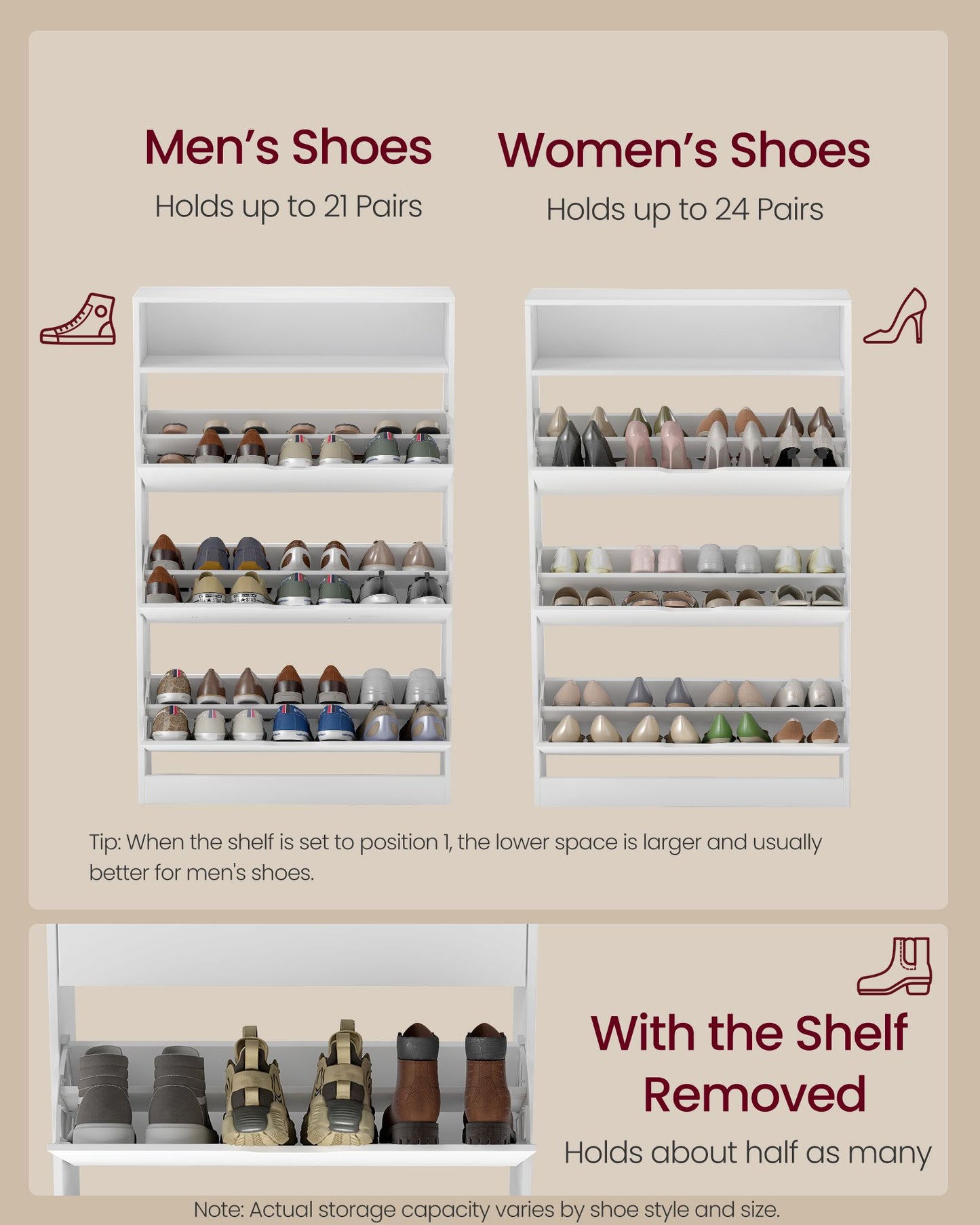 VASAGLE Custos Shoe Cabinet | ULBC043WB01