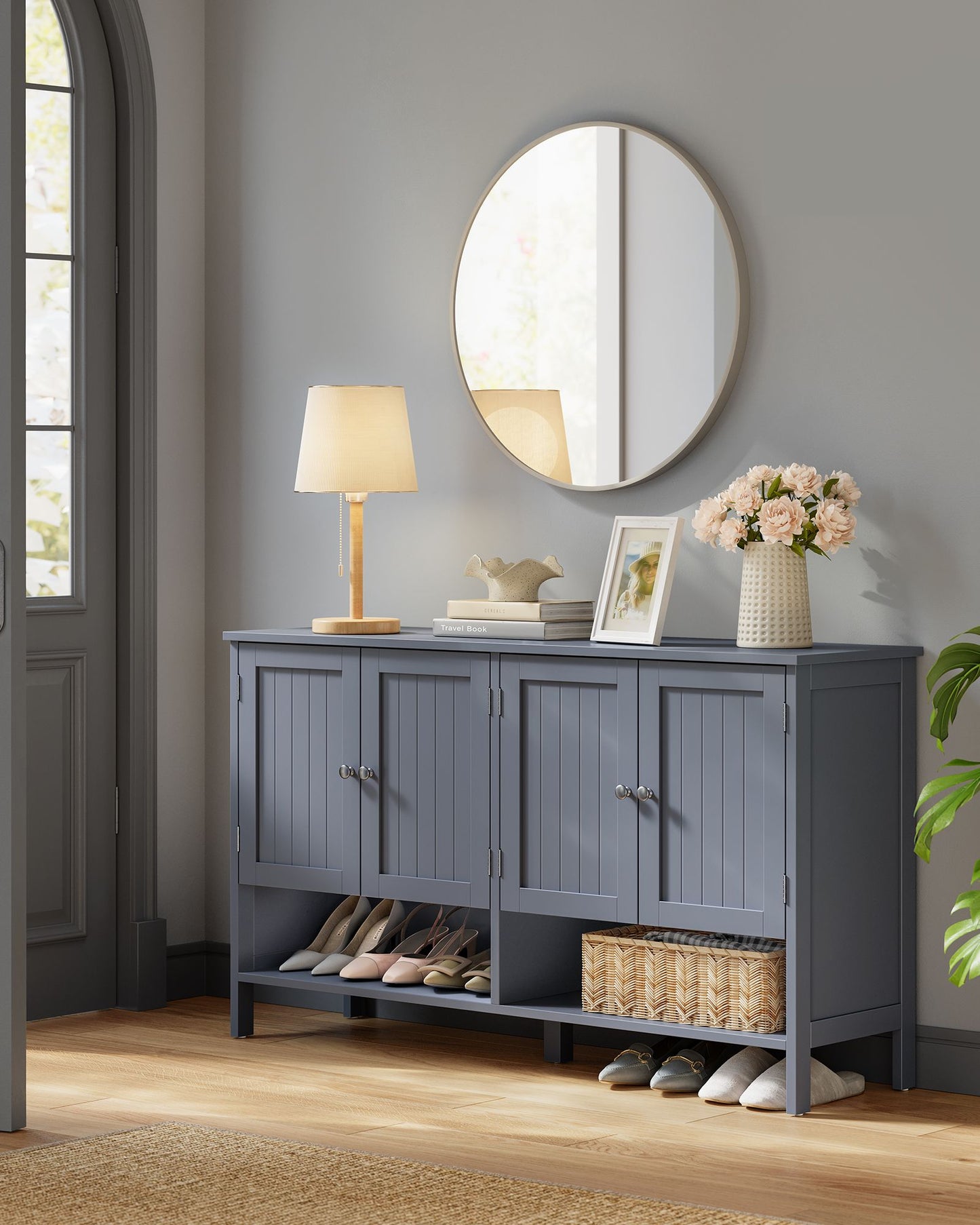 VASAGLE Shoe Cabinet, 3-Tier Shoe Storage Organizer – Slate Gray