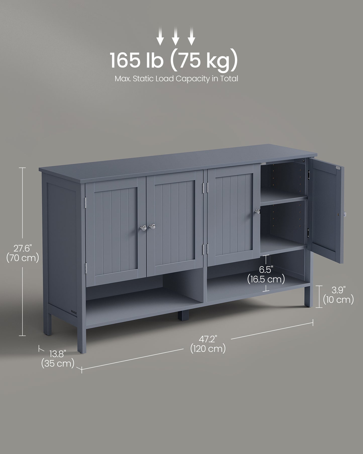 VASAGLE Shoe Cabinet, 3-Tier Shoe Storage Organizer – Slate Gray
