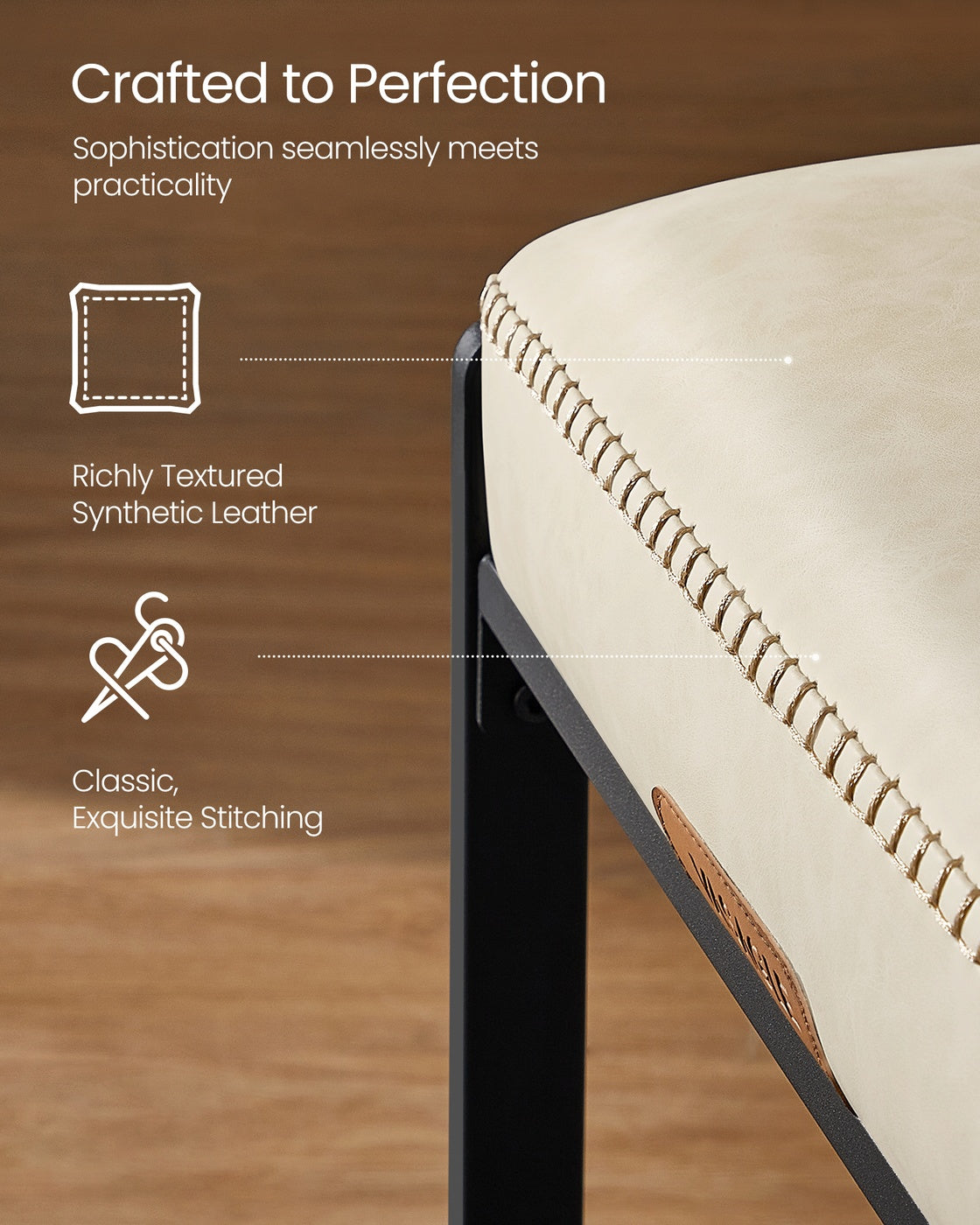 VASAGLE Ekho Counter Height Bar Stools – Cream White