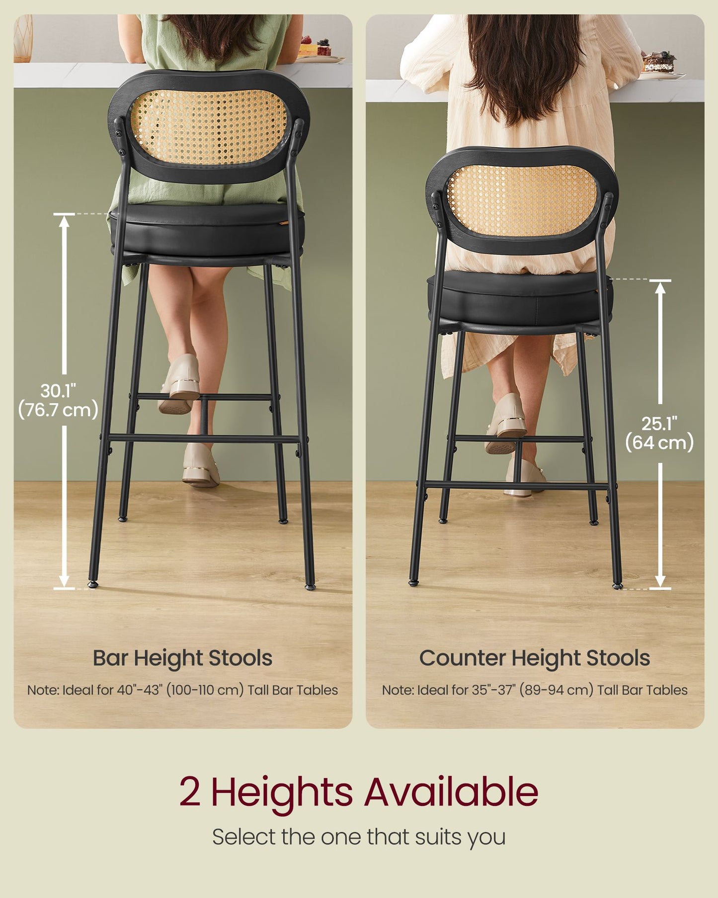 VASAGLE Bar Stools Set of 4 – Ink Black