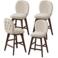 VASAGLE Chenille Swivel Bar Stools with Wood Legs, Set of 4 – Cappuccino Beige