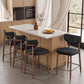 VASAGLE Upholstered Wooden Bar Stool with Back for Kitchen Island – Ink Black | ULBC126B101-2J