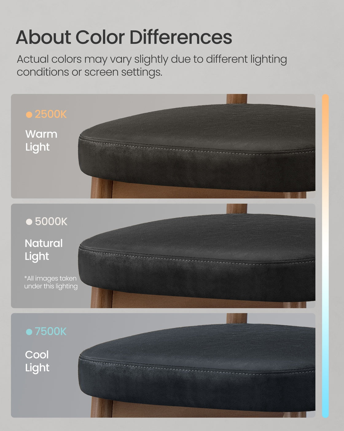 VASAGLE Upholstered Wooden Bar Stool with Back for Kitchen Island – Ink Black | ULBC126B101-2J