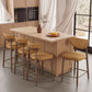 VASAGLE Upholstered Wooden Bar Stool with Back for Kitchen Island – Caramel Brown | ULBC126K101-2J