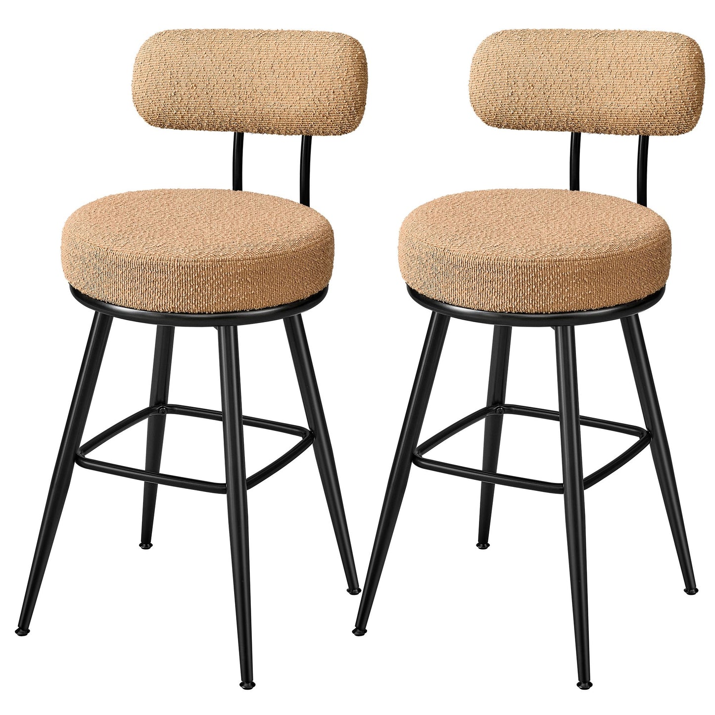 VASAGLE 360° Swivel Bar Stools Set of 2 – Camel Brown