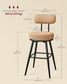 VASAGLE 360° Swivel Bar Stools Set of 2 – Camel Brown