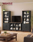 VASAGLE Farmhouse Multi Tier Bookcase with Doors – Matte Black, Warm Brown