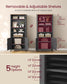 VASAGLE Farmhouse Multi Tier Bookcase with Doors – Matte Black, Warm Brown