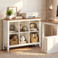 VASAGLE Farmhouse Six Cube Storage Organizer with Legs Cloud White and Warm Brown – Cloud White, Warm Brown