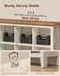 VASAGLE Farmhouse Six Cube Storage Organizer with Legs Cloud White and Warm Brown – Cloud White, Warm Brown