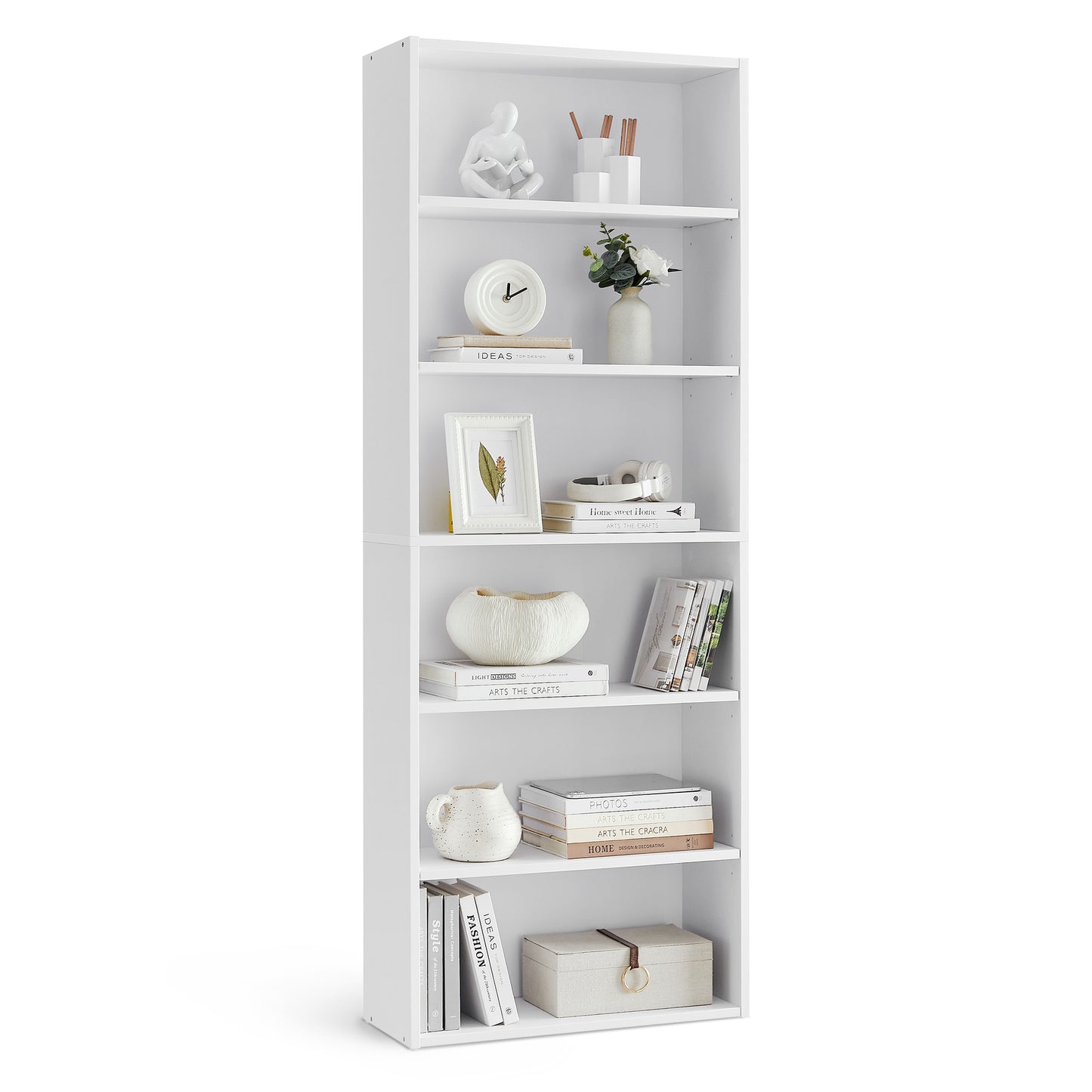 VASAGLE Bookshelf, 23.6 Inches Wide, 6-Tier Open Bookcase with Adjustable Storage Shelves – Cloud White